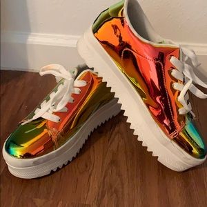 Holographic Platform Sneakers